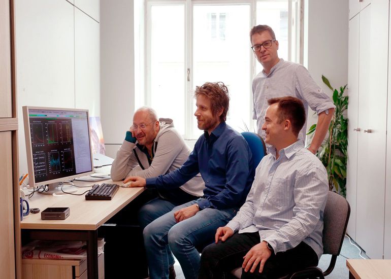 Wolfgang Waltenberger, Florian Reindl, Jochen Schieck (standing), Felix Wagner (from left to right)